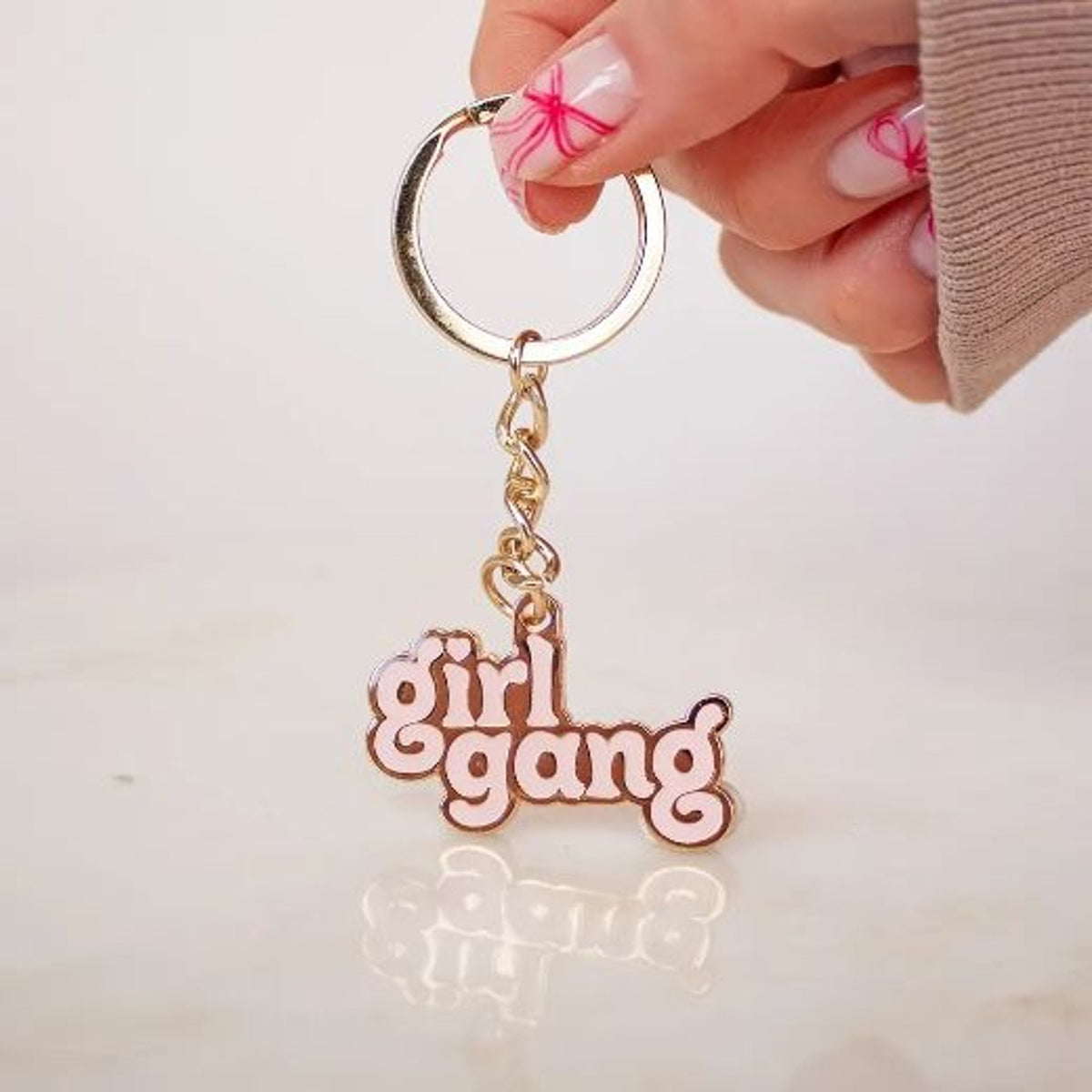 Keyring: Metal Girl Gang - Gold & Pink - Treat Box
