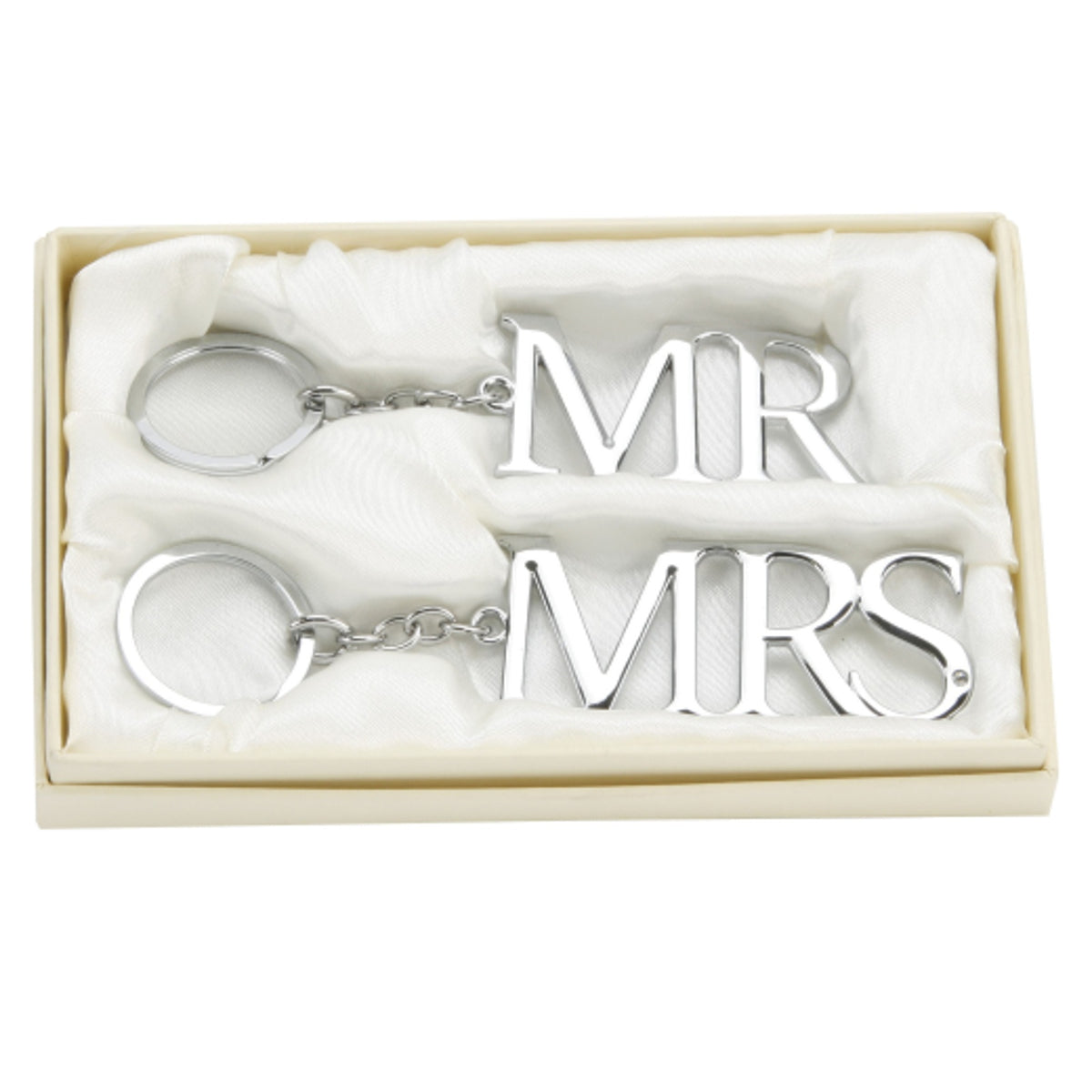 Keyring Set: Silver plated Mr & Mrs - Wedding