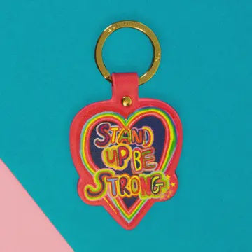 Keyring: Recycled PU STAND UP BE STRONG Original Artwork - Multicolour - Arthouse Unlimited