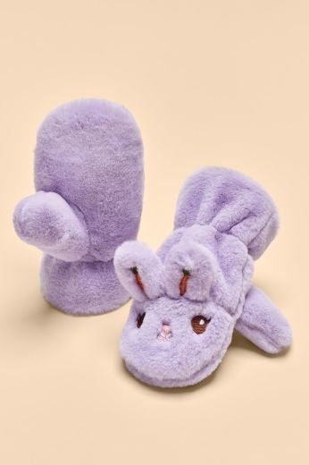 Kids Mittens: Faux Fur Bunny - Lilac - Powder Designs