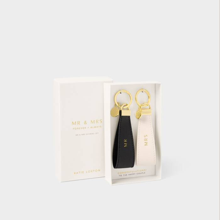 Keyring Set: MR & MRS Boxed - Off White and Black - Katie Loxton