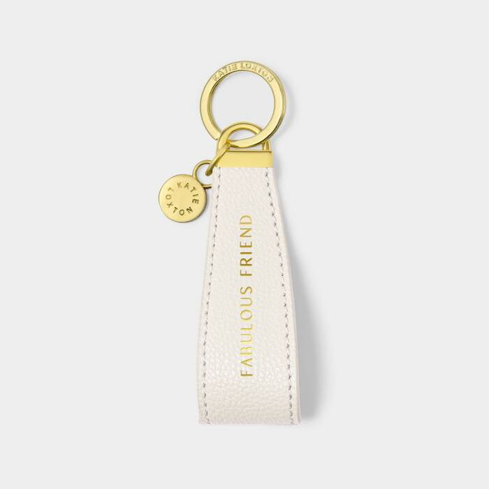 Keyring: Soft Vegan Leather FABULOUS FRIEND - Off White - Katie Loxton