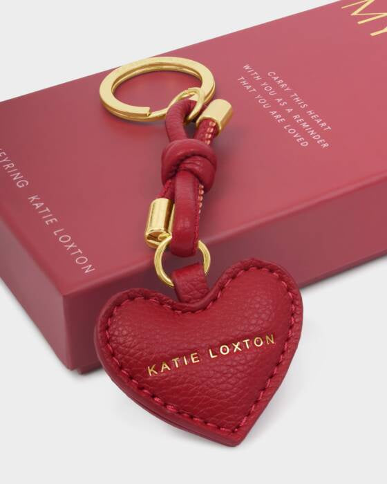 Boxed Keyring: Soft Vegan Leather - KEY TO MY HEART - Red- Katie Loxton