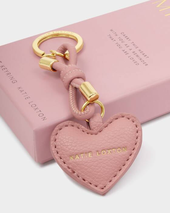 Boxed Keyring: Soft Vegan Leather - KEY TO MY HEART - Pink- Katie Loxton