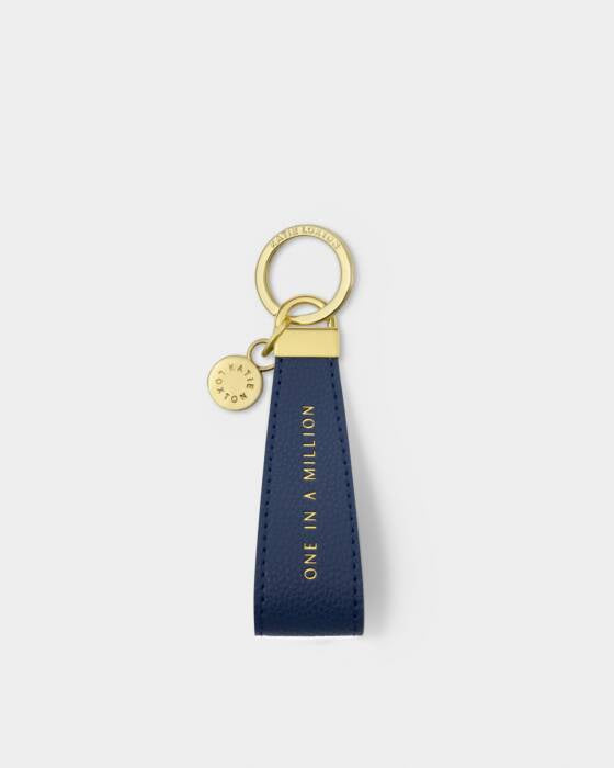 Keyring: Soft Vegan Leather ONE IN A MILLION- Navy - Katie Loxton