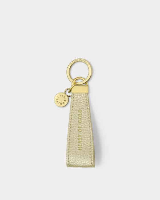 Keyring: Soft Vegan Leather HEART OF GOLD- Gold - Katie Loxton