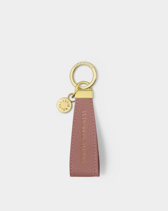 Keyring: Soft Vegan Leather CHOOSE HAPPINESS- Pink - Katie Loxton