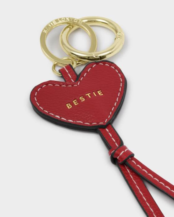 Keyring: Heart Bag Charm Soft Vegan Leather BESTIE - Red - Katie Loxton