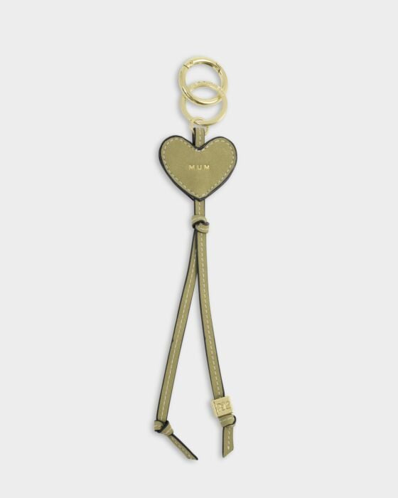 Keyring: Heart Bag Charm Soft Vegan Leather MUM- Sage - Katie Loxton