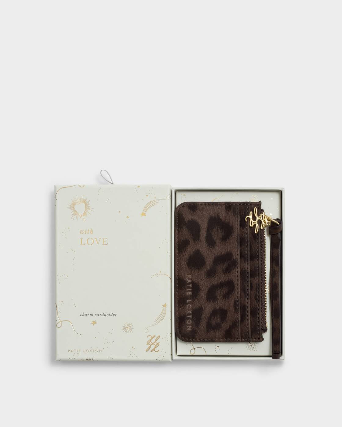 Coin & Card Holder: Soft Vegan Leather With Love -GIFT BOXED - Leopard Print - Katie Loxton
