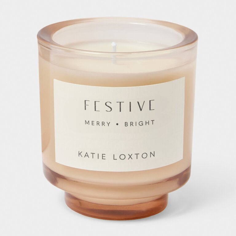 Candle: Scented Coloured Glass Festive Cinnamon & Nutmeg Chai - Multicolour Box - Katie Loxton