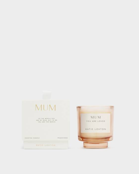 Candle: Scented Coloured Glass MUM YOU ARE LOVED - Peach Rose & Sweet Mandarin - Katie Loxton