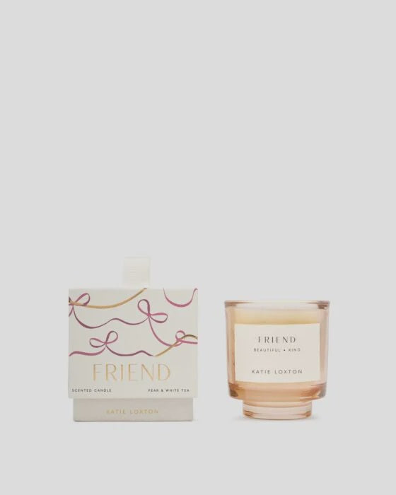 Candle: Scented Coloured Glass FRIEND - English Pear & White Tea - Katie Loxton
