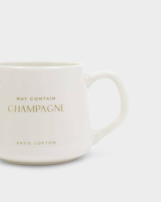Mug: Porcelain May Contain Champagne- WHITE - Katie Loxton