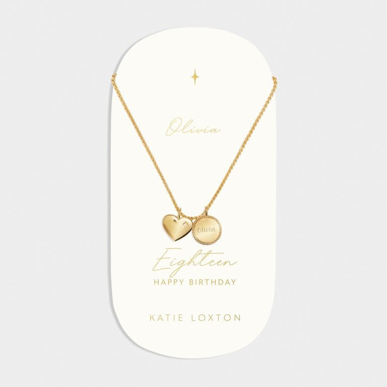 Necklace: Waterproof 18th Birthday Carded Charm - Gold Coated - Katie Loxton