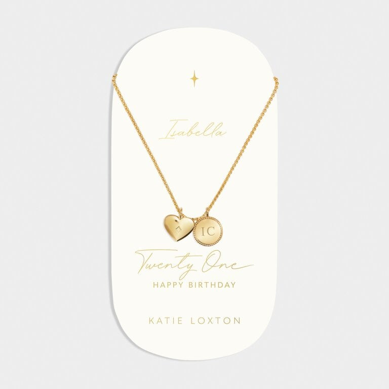 Necklace: Waterproof 21st Birthday Carded Charm - Gold Coated - Katie Loxton