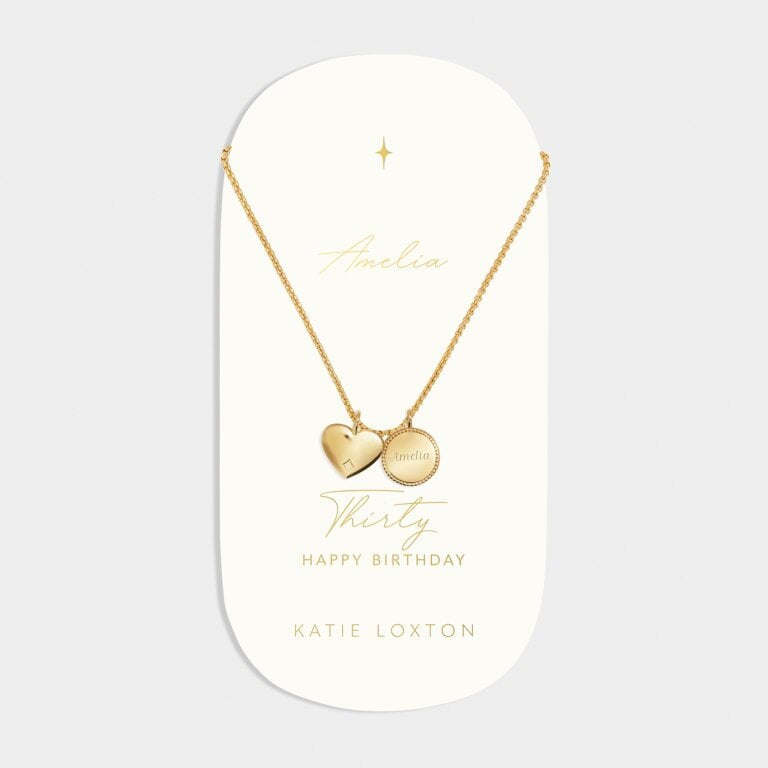 Necklace: Waterproof 30th Birthday Carded Charm - Gold Coated - Katie Loxton