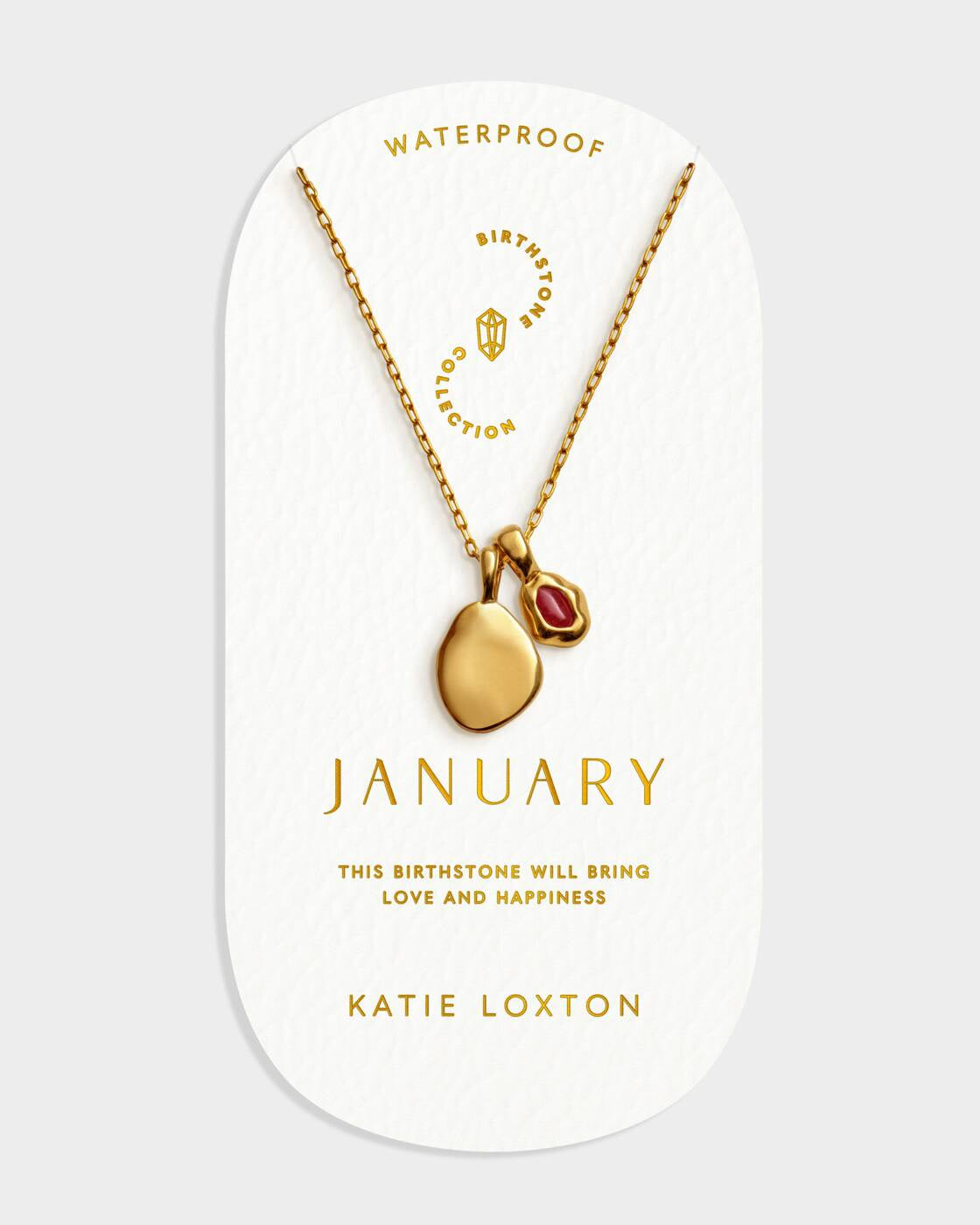 Necklace: Waterproof Gold Coated Birthstone - Various Colours - Katie Loxton