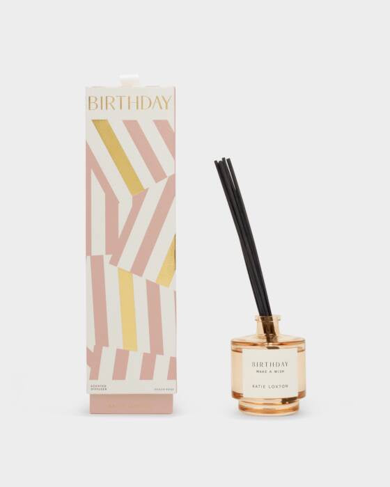Diffuser: Coloured Glass BIRTHDAY MAKE A WISH  - Peach Rose and Sweet Mandarin - Katie Loxton
