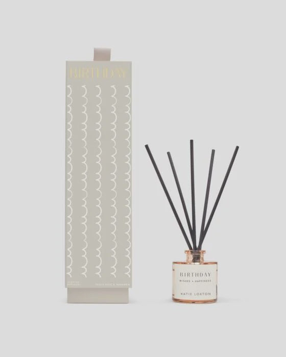 Diffuser: Coloured Glass BIRTHDAY - Peach Rose & Sweet Mandarin - Katie Loxton