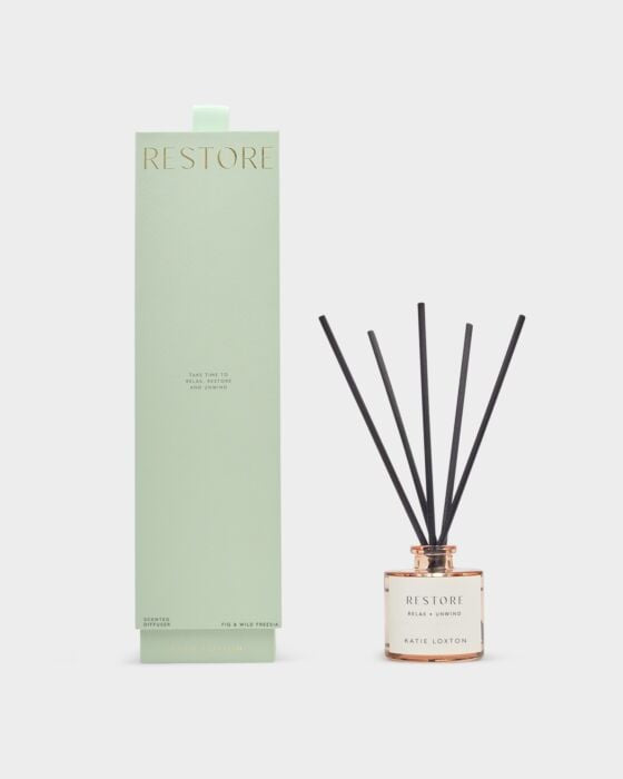 Diffuser: Scented Coloured Glass RESTORE - Fresh Fig & Wild Freesia - Green Box - Katie Loxton