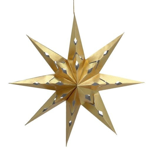 Large Hanging Christmas Dec: Paper 3D Bethleham Star  Gold - Gisela Graham