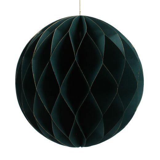 Large Hanging Christmas Dec: Paper Bauble Honeycomb Green - Gisela Graham