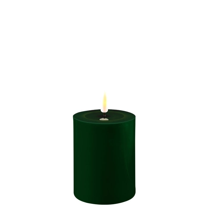 Led Candle: Real Wax Flame Effect 7.5 x 10cm - Dark Green