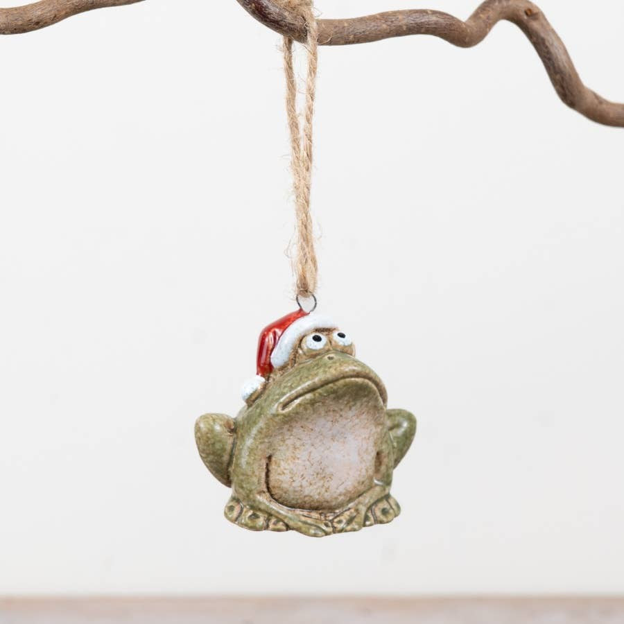 Christmas Tree Decoration: Ceramic Festive Frog - Gainsborough Giftware