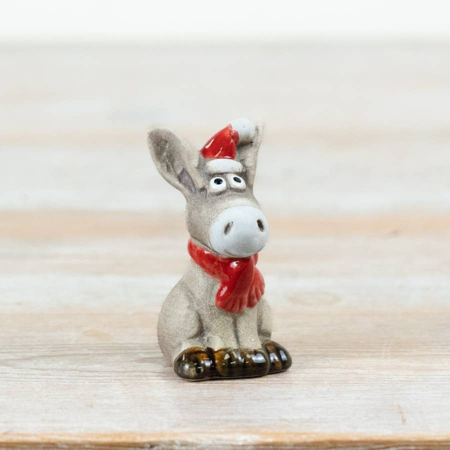 Christmas Ornament: Ceramic Sitting Donkey  - Gainsborough Giftware
