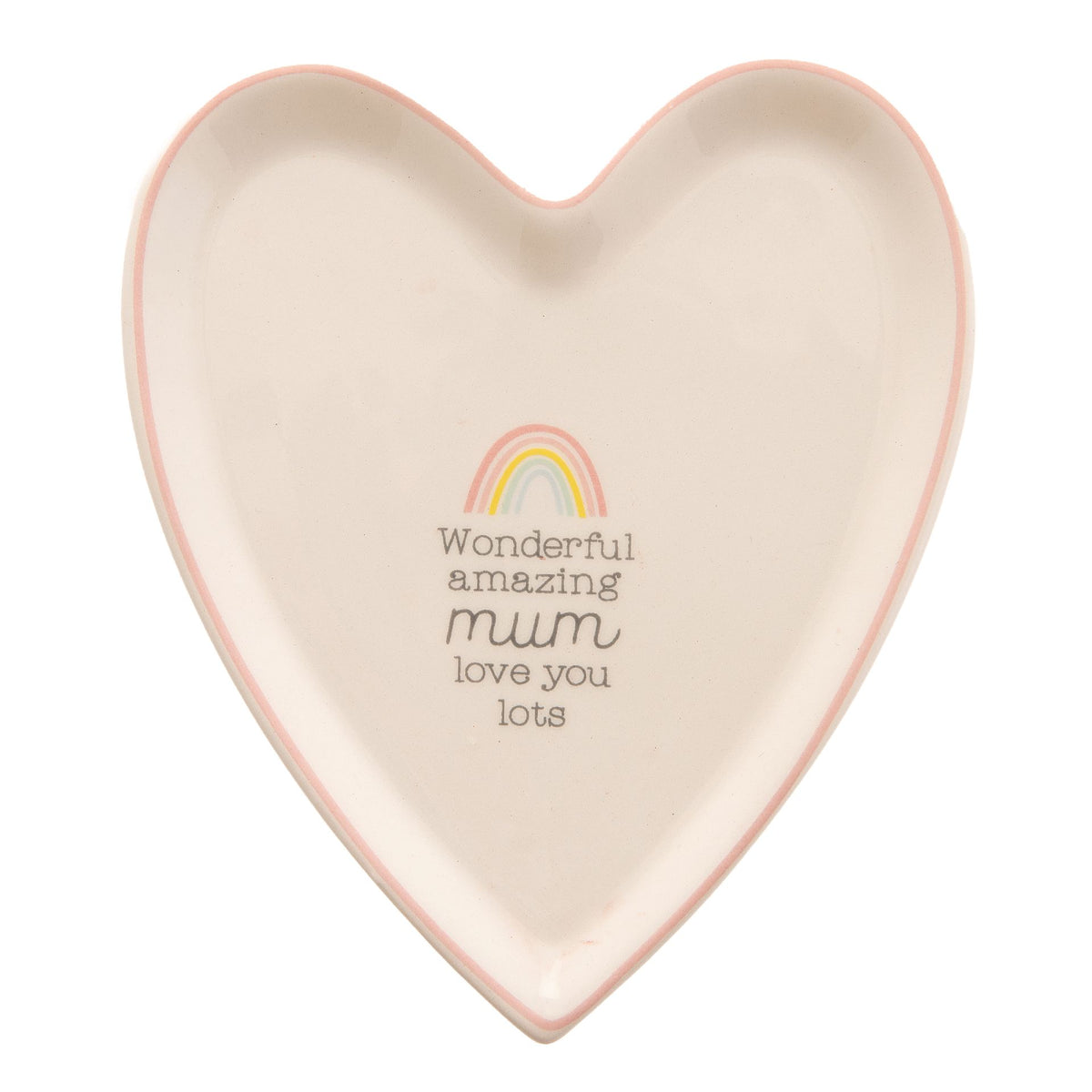 Trinket Dish: Ceramic Heart Rainbow Wonderful Mum - Multicolour - Love Life