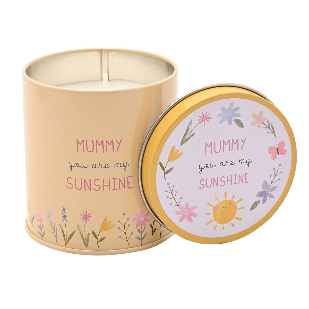 Candle: Tin Floral Mummy Sunshine - Yellow - Love Life