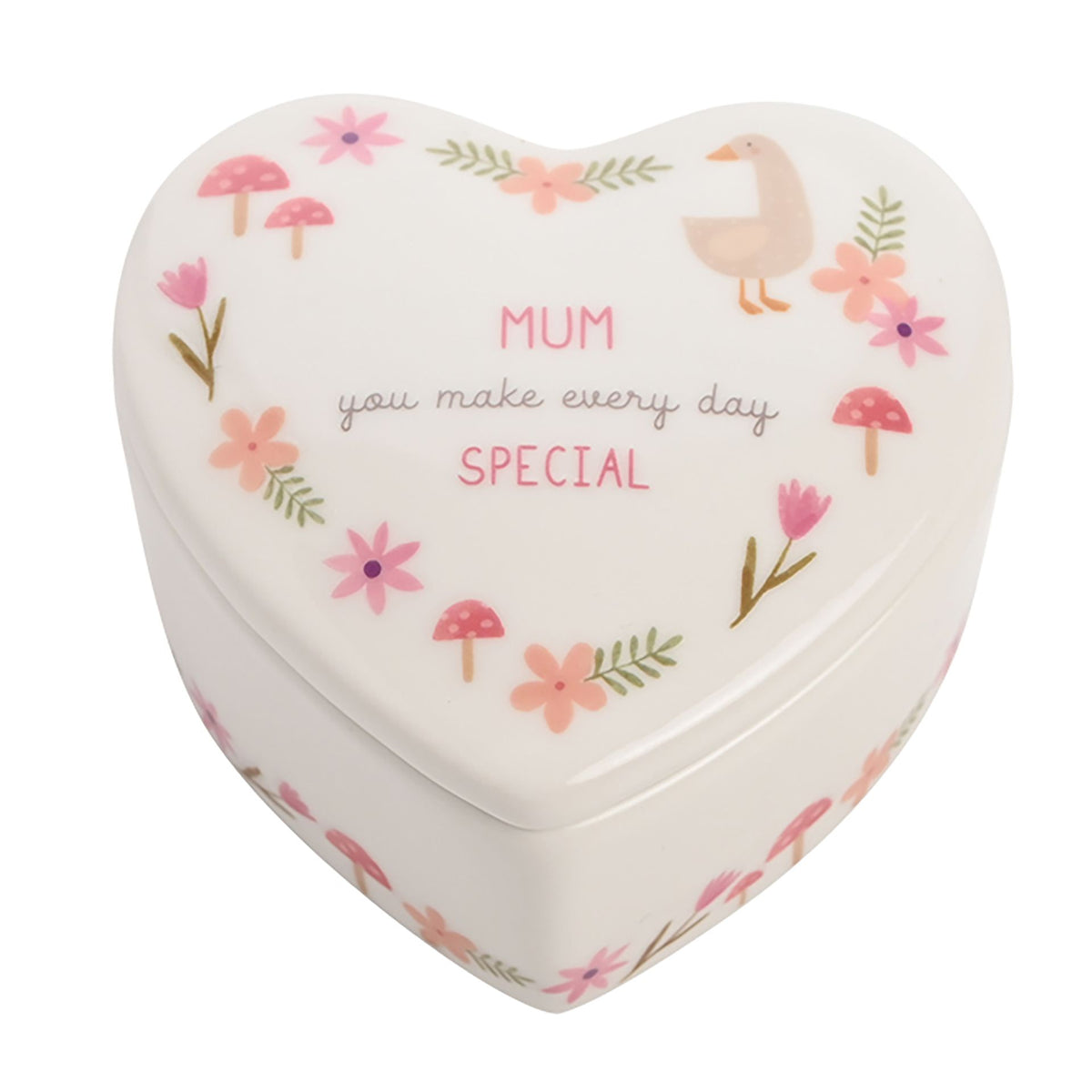 Trinket Box: Ceramic Heart Floral Mum Every Day Special - Pink - Love Life