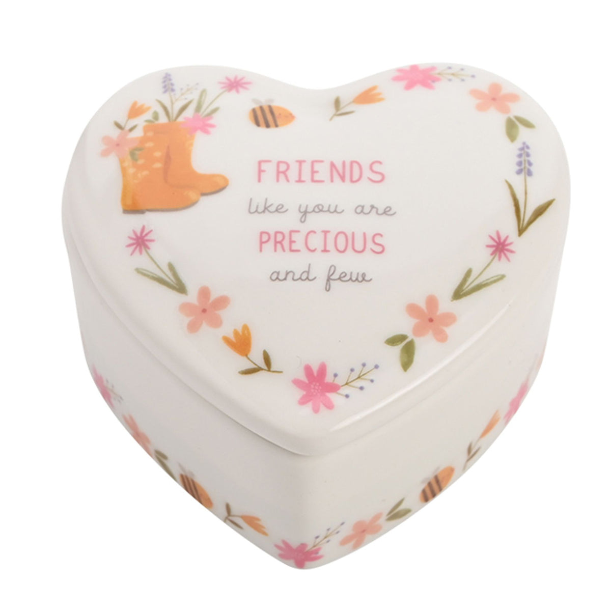 Trinket Box: Ceramic Heart Floral Bees You are Bee-utiful - Multicolour - Love Life