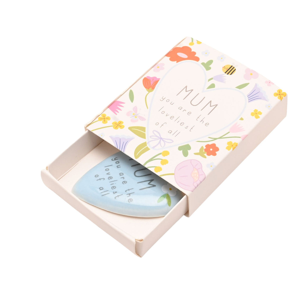 Token: Matchbox Ceramic Heart Mum You Are the Loveliest of All - Blue - Love Life