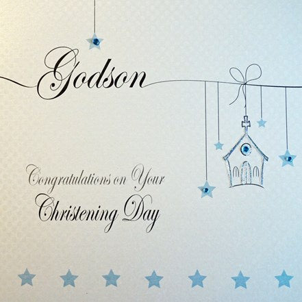 Christening Godson Card: Crystal  Godson - Handmade in UK
