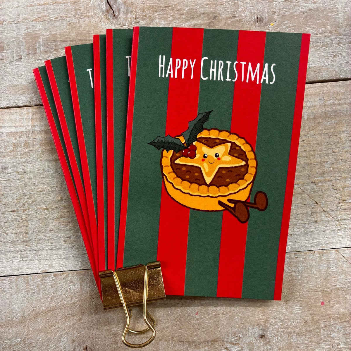 Christmas Card: Have A Christmas With Yummy Things Pack Of 6 - DOODLEBUG - White Cotton Cards