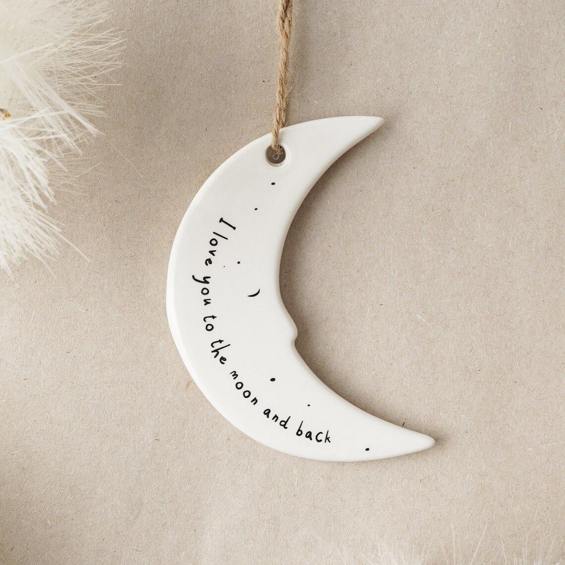 Hanging Dec: Ceramic Moon Love You to the Moon Back - White - CGB