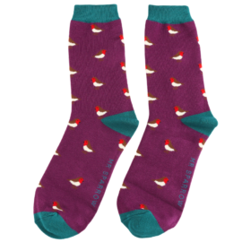 Socks: Little Robins - Purple - Mr Sparrow