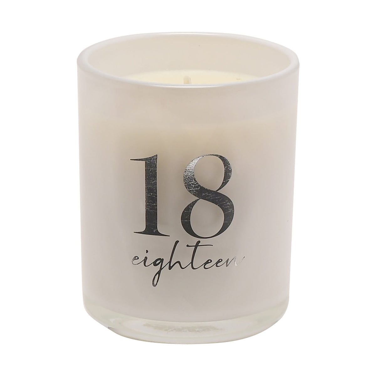 Candle: Glass Votive 120g Champagne Scented Age 18 Birthday - Silver - CELEBRATIONS