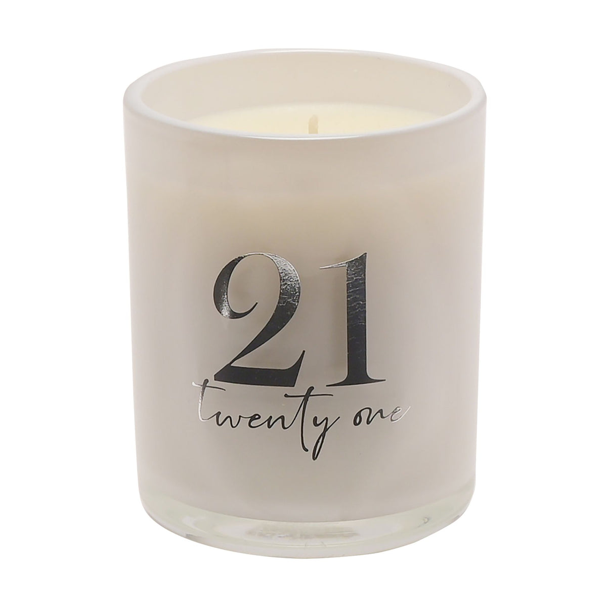 Candle: Glass Votive 120g Champagne Scented Age 21 Birthday - Silver - CELEBRATIONS