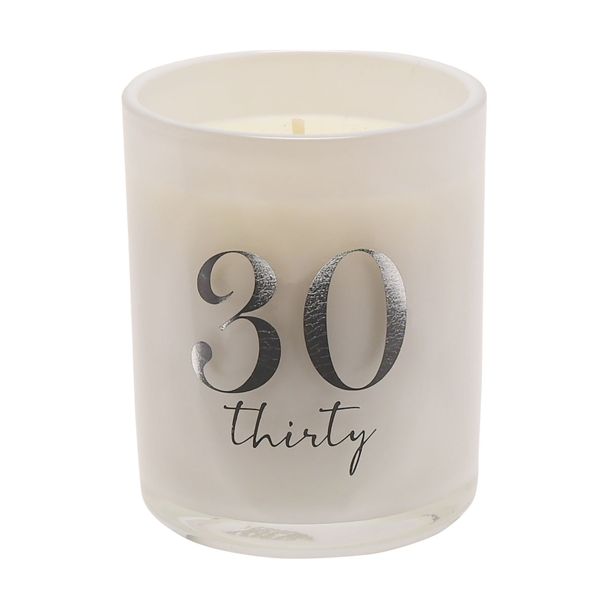 Candle: Glass Votive 120g Champagne Scented Age 30 Birthday - Silver - CELEBRATIONS