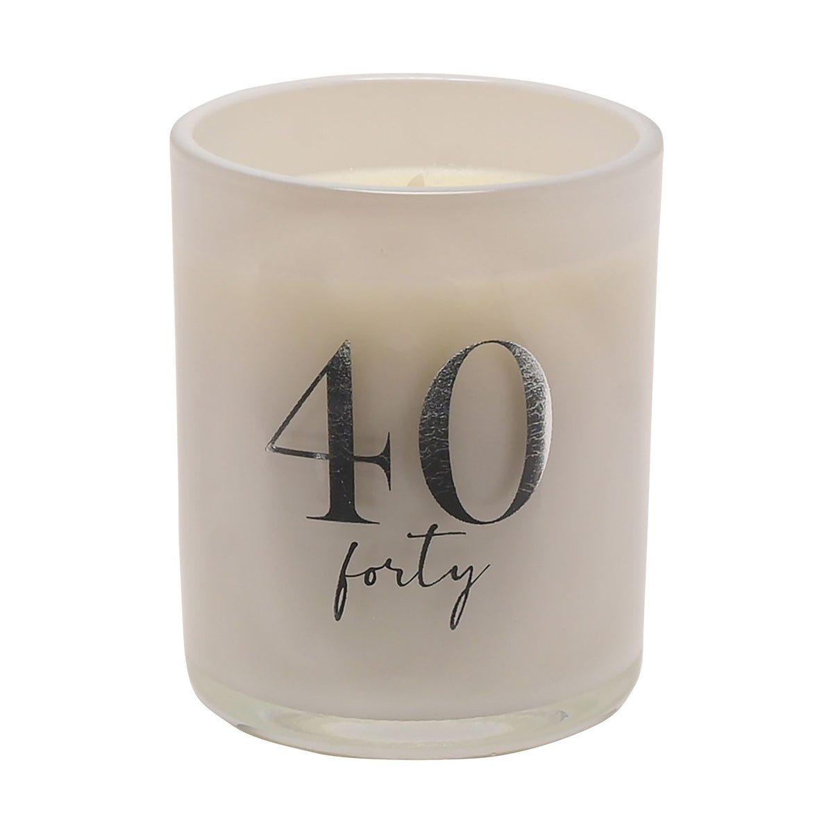 Candle: Glass Votive 120g Champagne Scented Age 40 Birthday - Silver - CELEBRATIONS