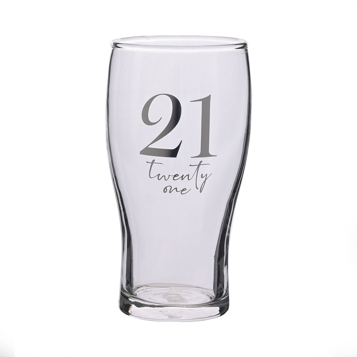 Beer Glass: Age 21st Birthday Clear - Silver - Celebrations