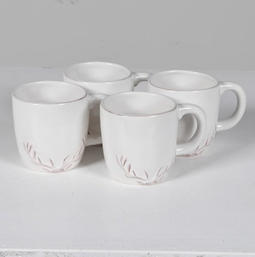 Mug: Ceramic Embossed Reindeer Antlers - White