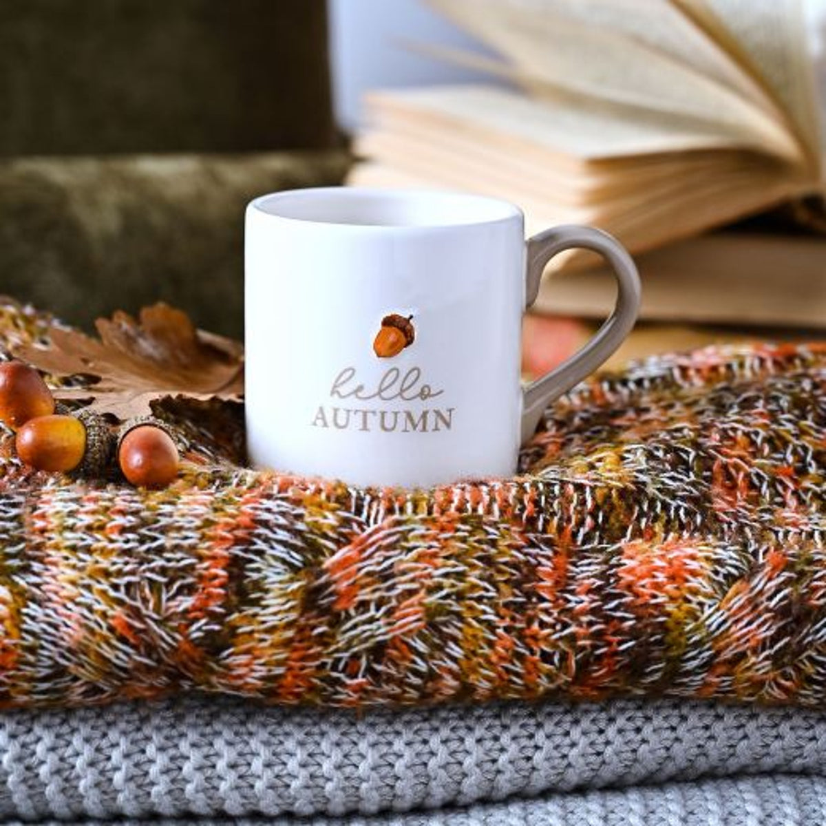 Mug  Ceramic Hello Autumn Acorn - Grey - Country Living