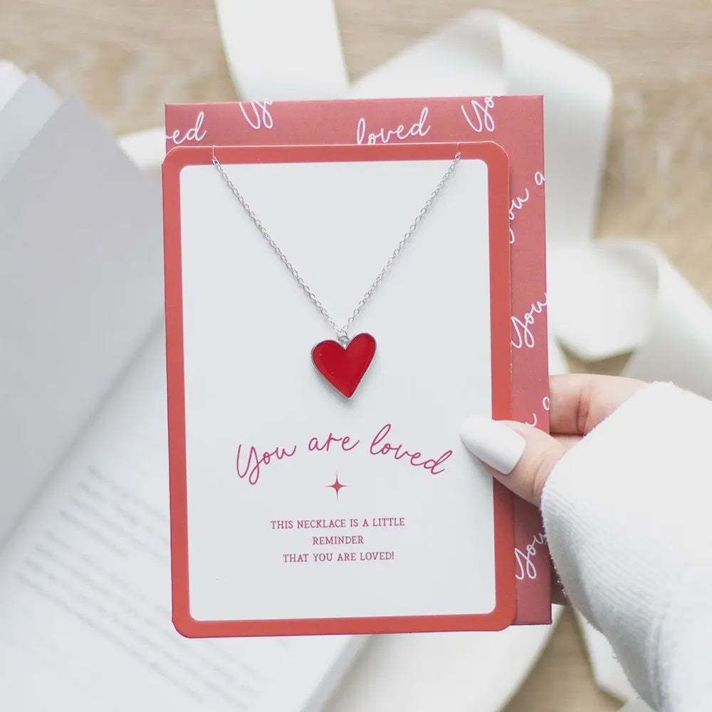 Necklace: Heart Pendant You are Loved - Red - Something Different