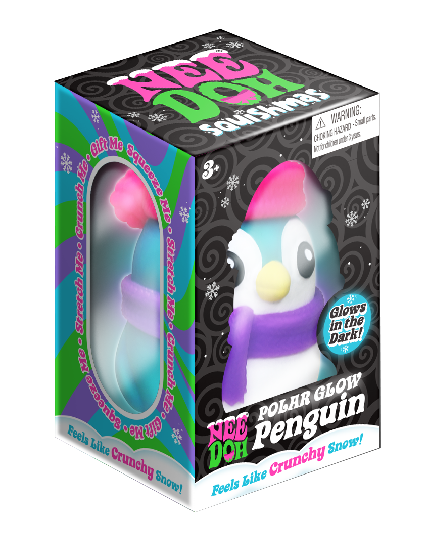 Christmas Stress Ball: Polar Glow in Dark Penguin - Fidget Toy Individual - Needoh