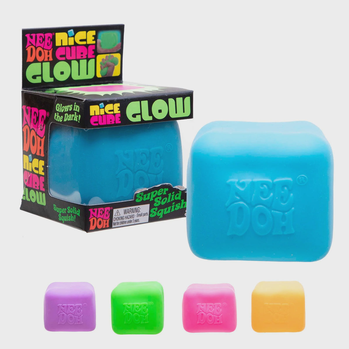 Stress Ball: Nice Cube Fidget Toy Individual - Glow in the Dark - Assorted Colours - Needoh