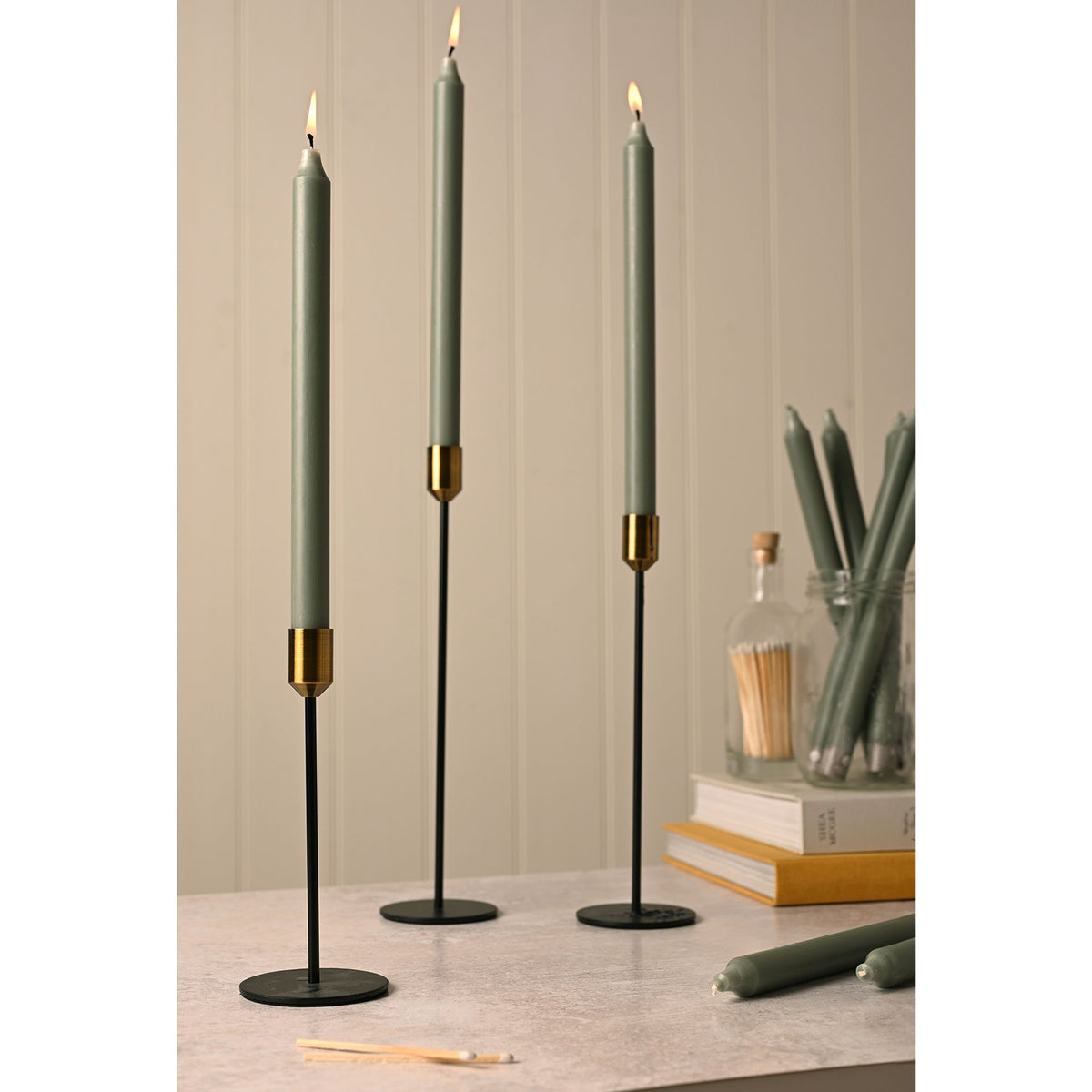 Taper Candle: Unscented 12" Eucalyptus - Eucalyptus Green - Northern Lights